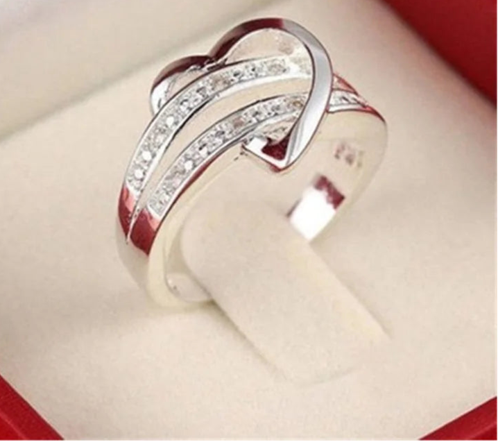 Heart Shaped Double Silver Rings for Women - The Best Gift for Your Girlfriend