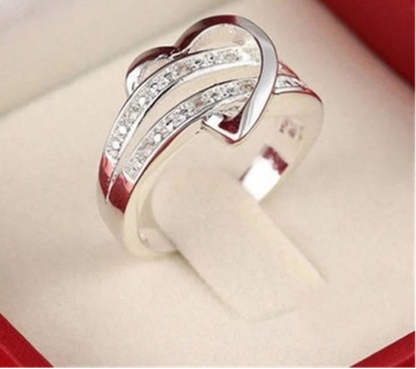 Heart Shaped Double Silver Rings for Women - The Best Gift for Your Girlfriend