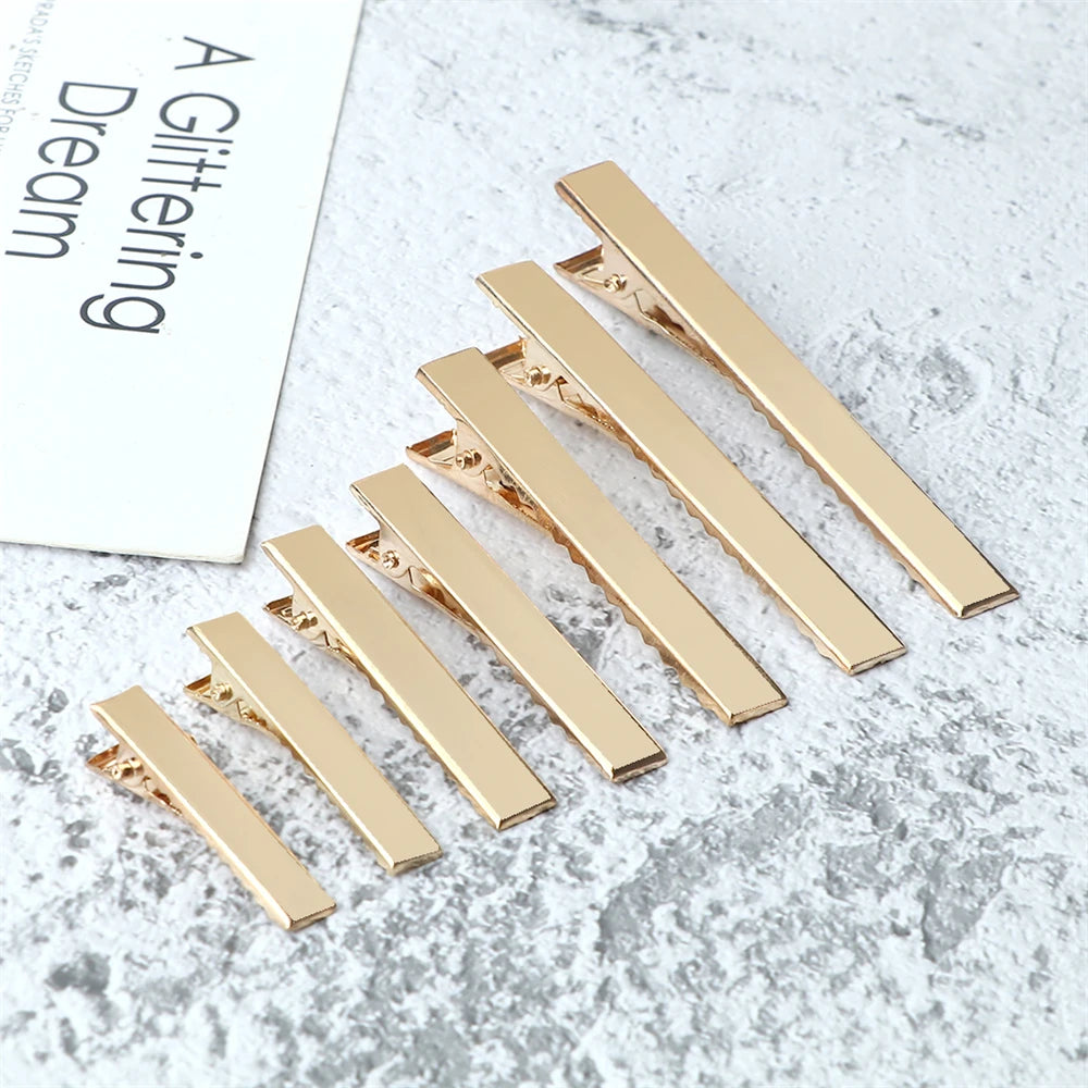 Set of 30/50 Metal Alligator Hair Clips – Gold Colored Clips for DIY Hair Accessories