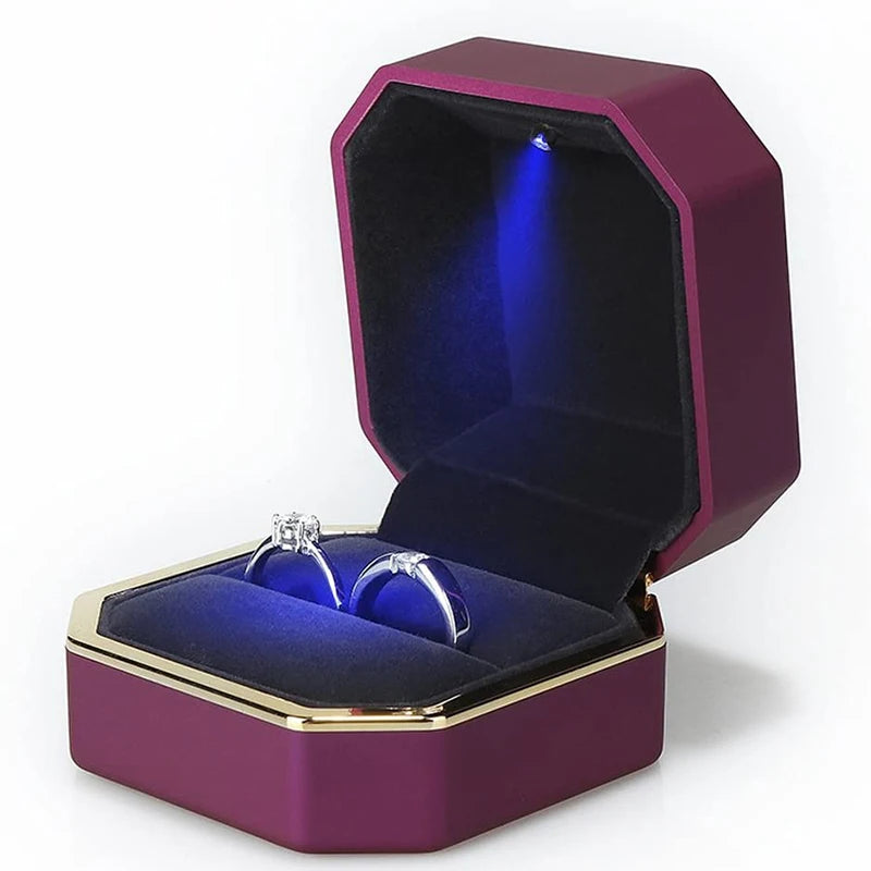 Coffret à bijoux LED de luxe – Présentoir en velours pour bagues, colliers et pendentifs