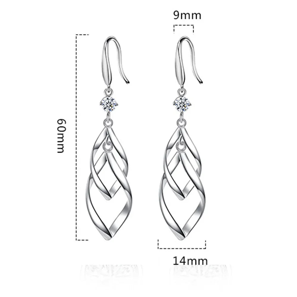 Boucles d'oreilles à franges longues exagérées creuses en cristal de zircon de haute qualité pour femmes en argent