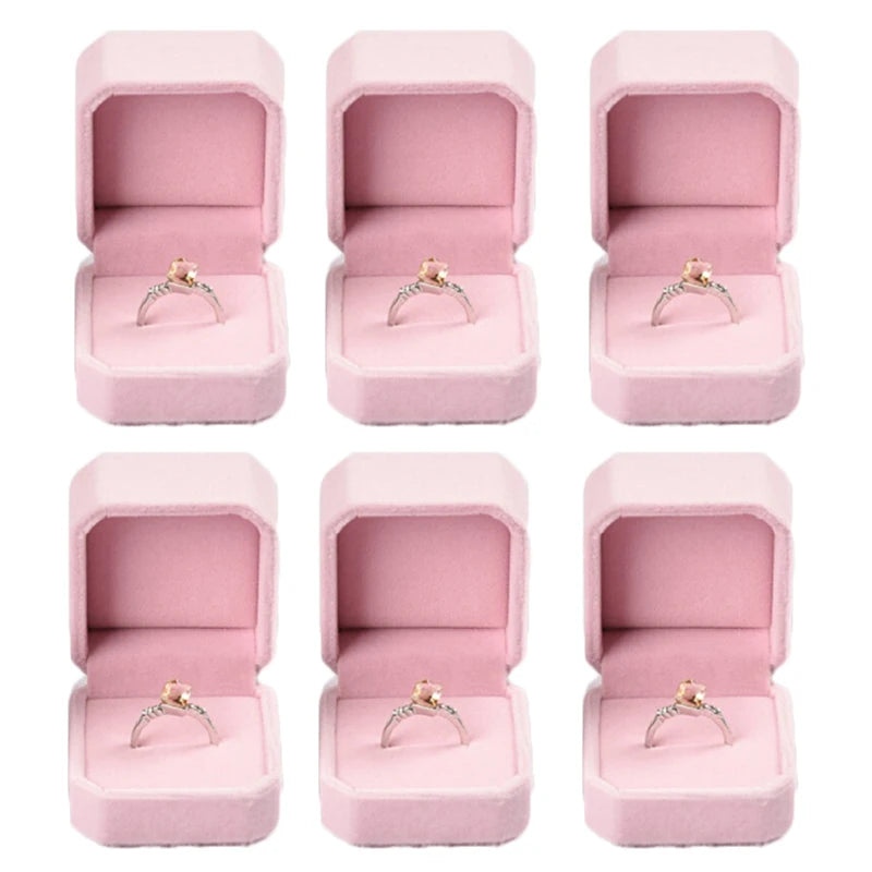 Set of 6 Velvet Ring Boxes – Available in Various Colors