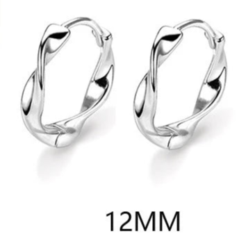 Boucles d'oreilles créoles Mobius à vagues géométriques en argent pour femmes, bijoux fins