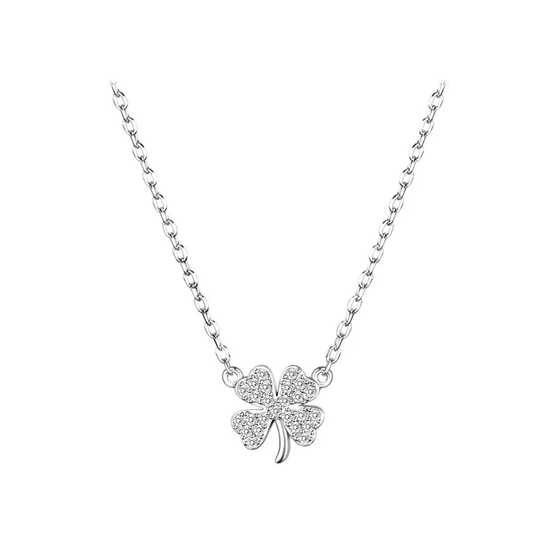 Silver Four-Leaf Clover Choker with Zirconia – Bringer of Luck