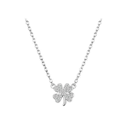 Silver Four-Leaf Clover Choker with Zirconia – Bringer of Luck