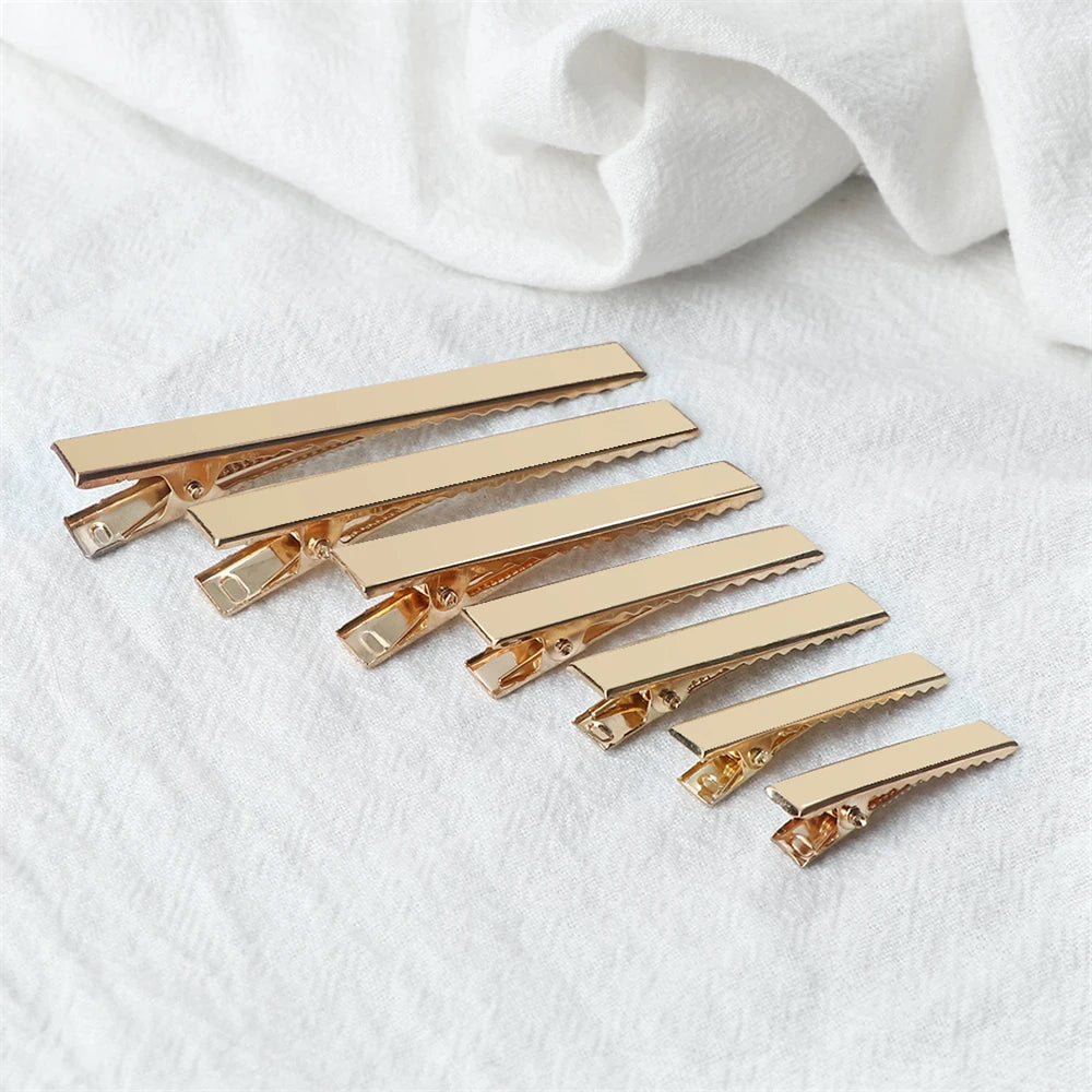 Set of 30/50 Metal Alligator Hair Clips – Gold Colored Clips for DIY Hair Accessories