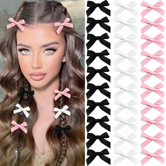 Set van 5-24 Strikjes Haarclips – Schattige Mini Haarspeldjes met Lint