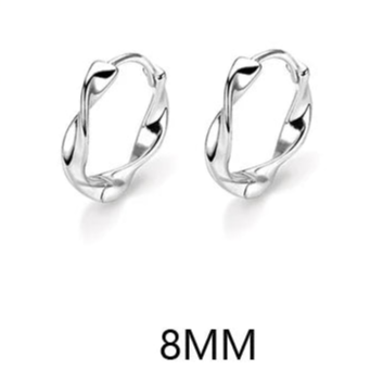 Boucles d'oreilles créoles Mobius à vagues géométriques en argent pour femmes, bijoux fins