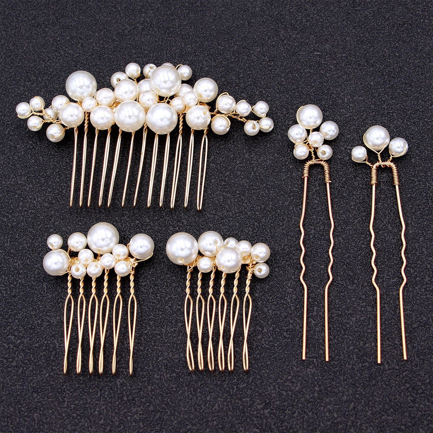 Ensemble de peignes à cheveux en perles pour mariage pour femmes – Diadèmes à pince latérale en alliage en forme de U – Accessoire de coiffure pour mariée tendance