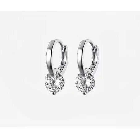 Boucles d'oreilles pendantes en zircon à quatre feuilles couleur or pour femmes – Charmantes boucles d'oreilles créoles en acier Accessoires de mariée