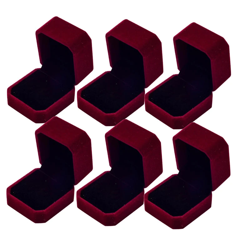 Set of 6 Velvet Ring Boxes – Available in Various Colors