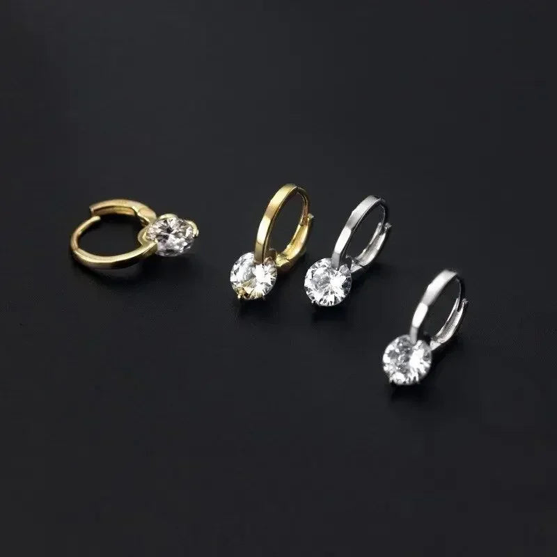 Gold Color Four-leaf Zircon Drop Dangle Earrings for Women – Charming Steel Hoop Earrings Bridal Accessories