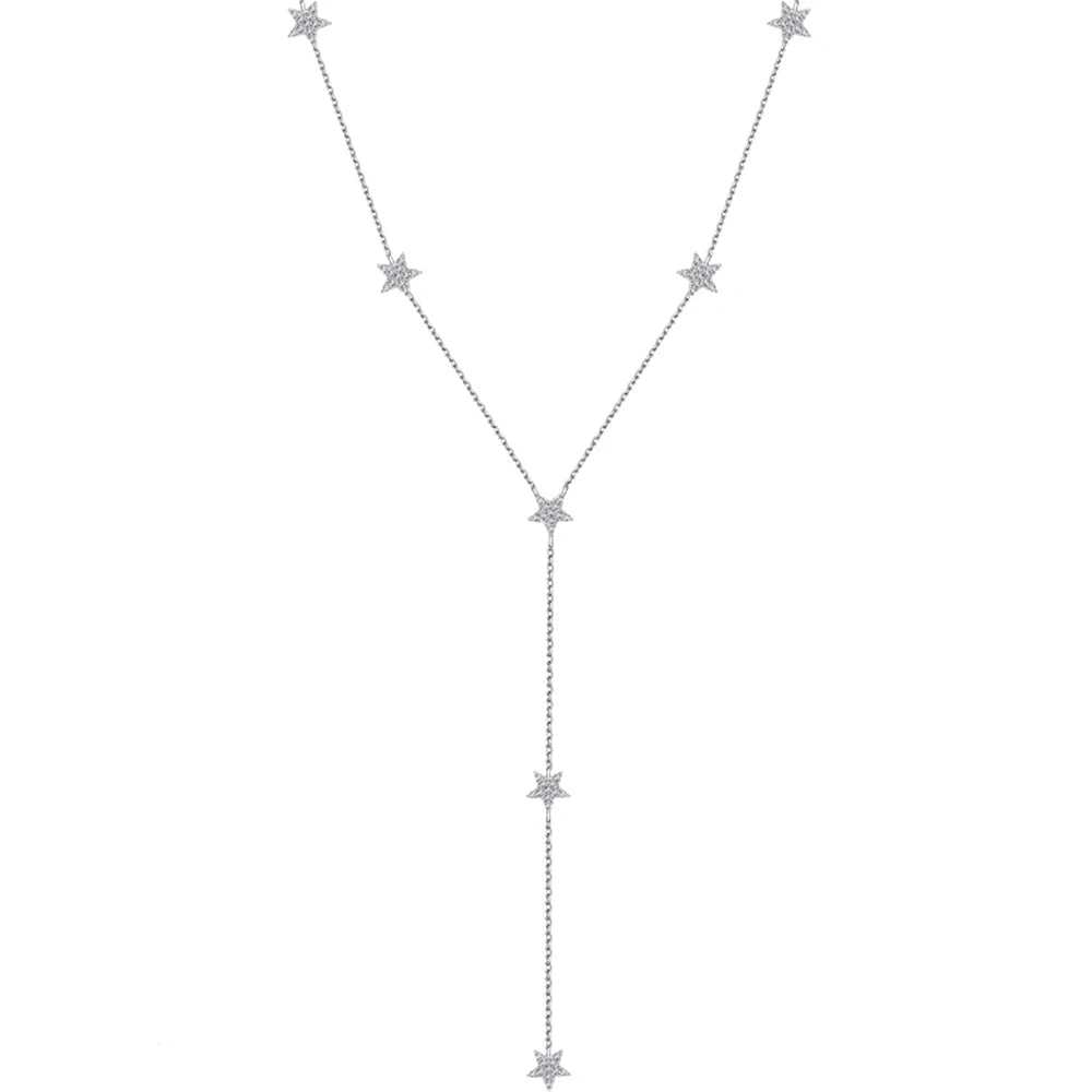 Collier étoile en argent véritable – Bijoux de luxe avec 9 breloques brillantes et zircones