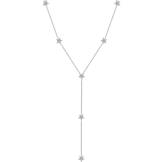 Collier étoile en argent véritable – Bijoux de luxe avec 9 breloques brillantes et zircones