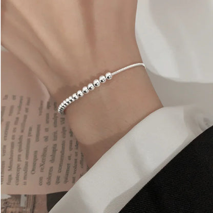 Bracelet en argent massif pour femme et homme – Bracelet en perles géométriques fait main 