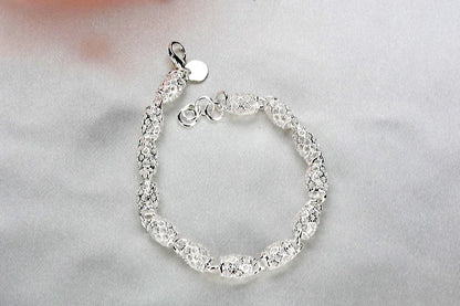 Bracelet en argent – ​​Bracelet à maillons géométriques en zircone pour femme | Bijoux porte-bonheur 