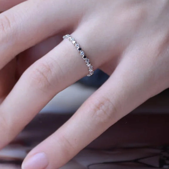 Luxe Originele Zilveren Kleur Sterren Vinger Ring Authentieke Stapelbare Duidelijke CZ Sieraden voor Vrouwen Bruiloftscadeau