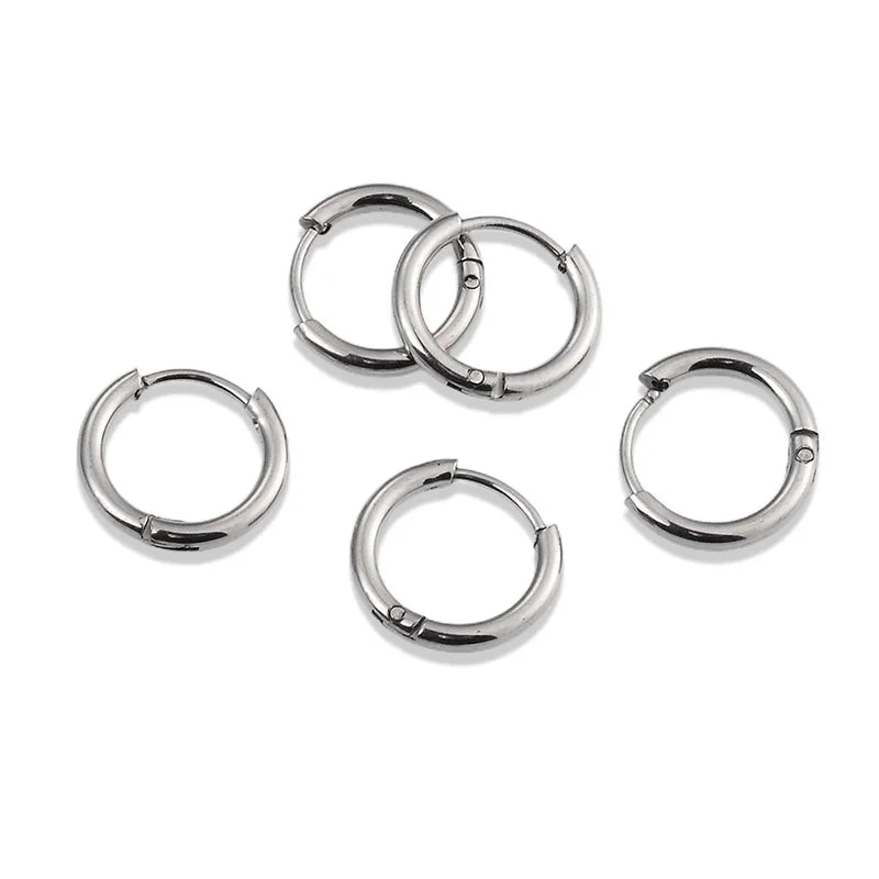 4 Pairs Stainless Steel Round Hoop Earrings Set – Gold Colored Hoops for Women and Men