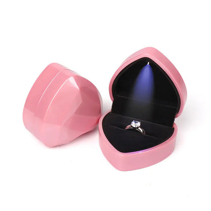 Coffret à bijoux LED de luxe – Présentoir en velours pour bagues, colliers et pendentifs