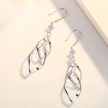 Boucles d'oreilles à franges longues exagérées creuses en cristal de zircon de haute qualité pour femmes en argent