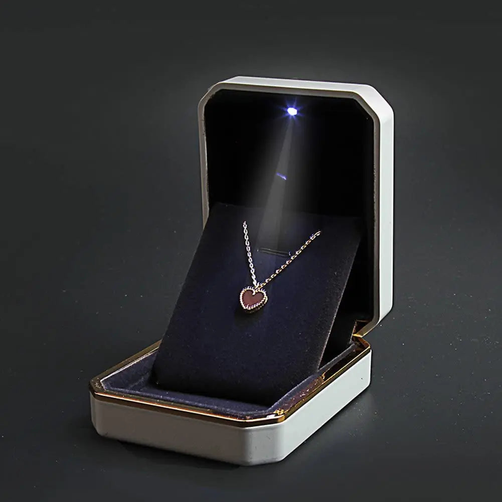 Coffret à bijoux LED de luxe – Présentoir en velours pour bagues, colliers et pendentifs