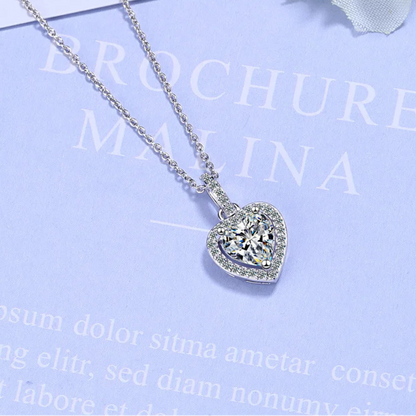 Collier pendentif coeur en argent et zircone pour femme – Bijoux de créateur de luxe et cadeau tendance