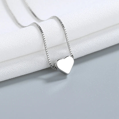 Silver Heart or Star Pendant Necklace Simple Charm Clavicle Necklace for Women Jewelry Gift 