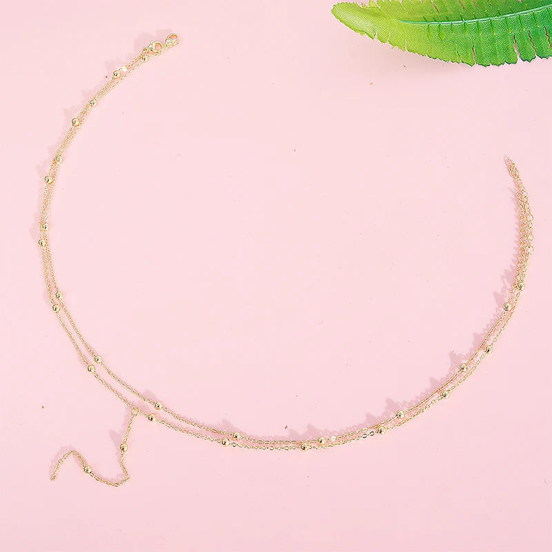 Nieuwe Trendy Zilveren Dubbele Laag Kraal Ketting met Lange Hanger en Kwastje voor Vrouwen - Fijn Juwelen Accessoires Cadeau