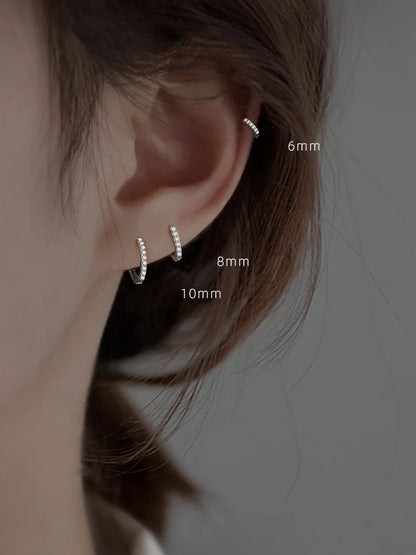 Boucles d'oreilles créoles rondes minimalistes en argent véritable pour femmes - Boucles d'oreilles créoles unisexes punk rock 