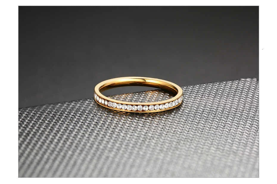 ✨ Vnox 2mm Gold-Colored Stainless Steel Ring with Bling Zircon – Elegant and Trendy 💎