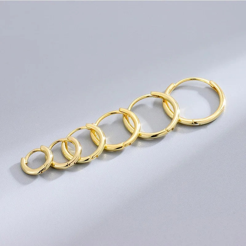 4 Pairs Stainless Steel Round Hoop Earrings Set – Gold Colored Hoops for Women and Men