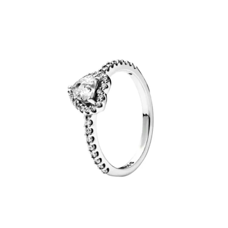 Silver Rode Hart Ring - Vrouwen Originele Hart Huwelijksring met Kristal, Luxe Sieraden Accessoires