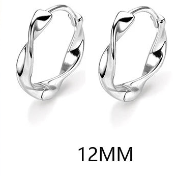 Boucles d'oreilles créoles Mobius à vagues géométriques en argent pour femmes, bijoux fins