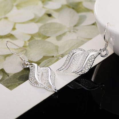 Silver Fashion Elegant Retro Leaves Necklace and Earrings Set for Women – Luxury Jewelry for Party and Wedding