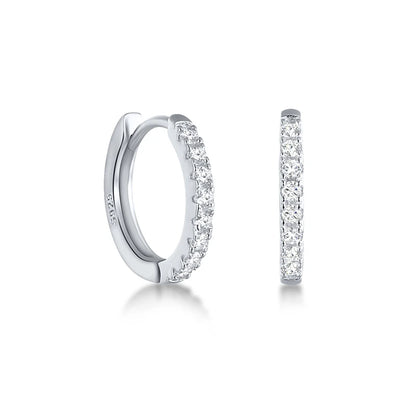 Boucles d'oreilles en argent à double cercle pour femme – Boucles d'oreilles créoles avec zircone – Accessoires de haute joaillerie – Cadeau de fête des mères en or 18 carats