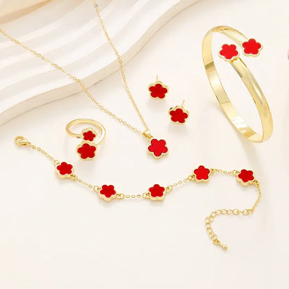 5 Piece Four Leaf Clover Jewelry Set for Women