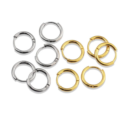 4 Pairs Stainless Steel Round Hoop Earrings Set – Gold Colored Hoops for Women and Men