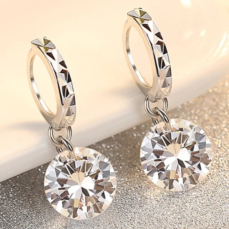 Boucles d'oreilles en argent 925 pur de haute qualité avec moissanite de 8 mm pour femmes