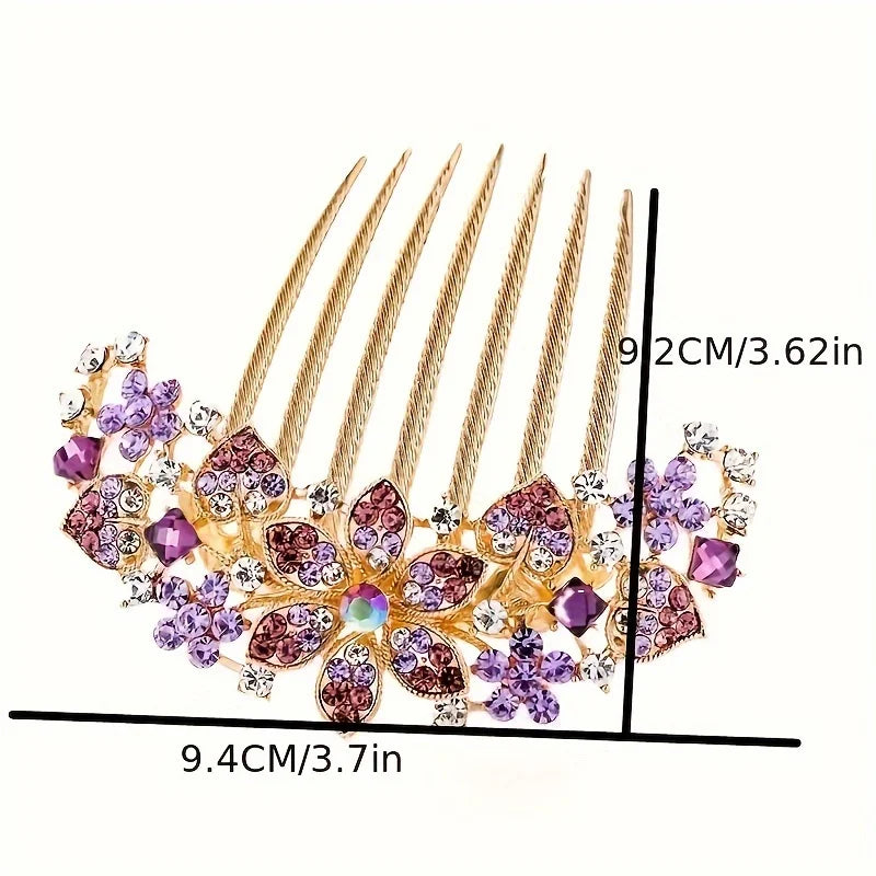 Pince à cheveux élégante en forme de fleur en strass – Accessoire de coiffure élégant pour femme