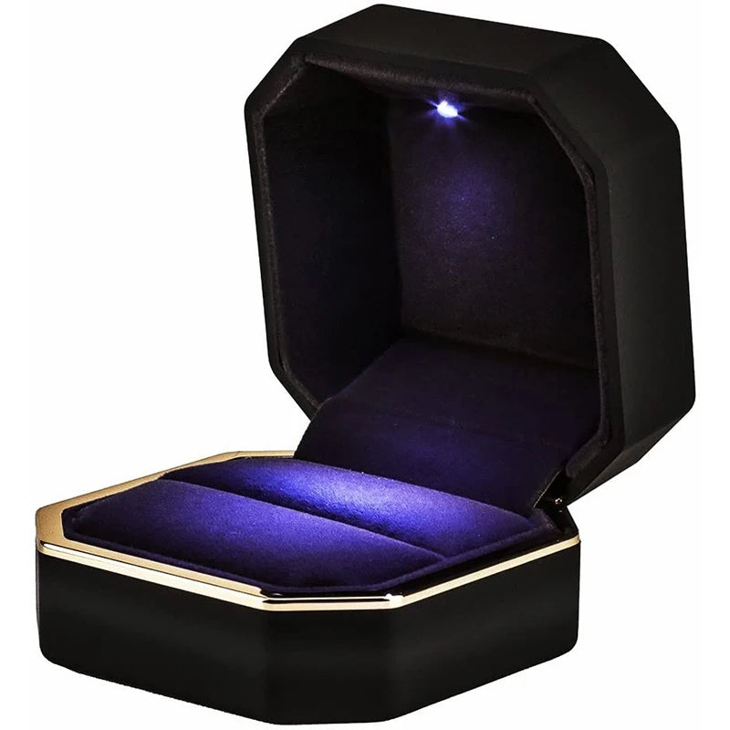 Coffret à bijoux LED de luxe – Présentoir en velours pour bagues, colliers et pendentifs