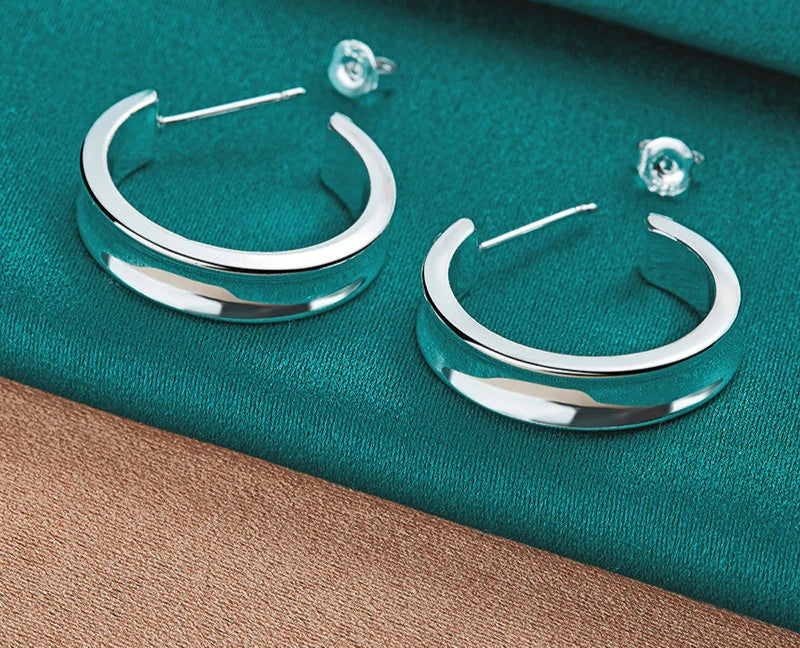 Silver Classic 23mm Smooth Hoop Earring for Women - Gift for Christmas, Party, Wedding - Top Selling Fashion Jewelry Product Description: