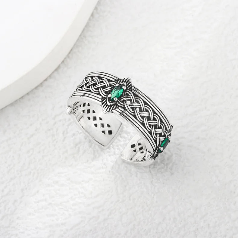 💎 Silver Retro Pattern Adjustable Ring – Verstelbare Zilveren Cocktailring