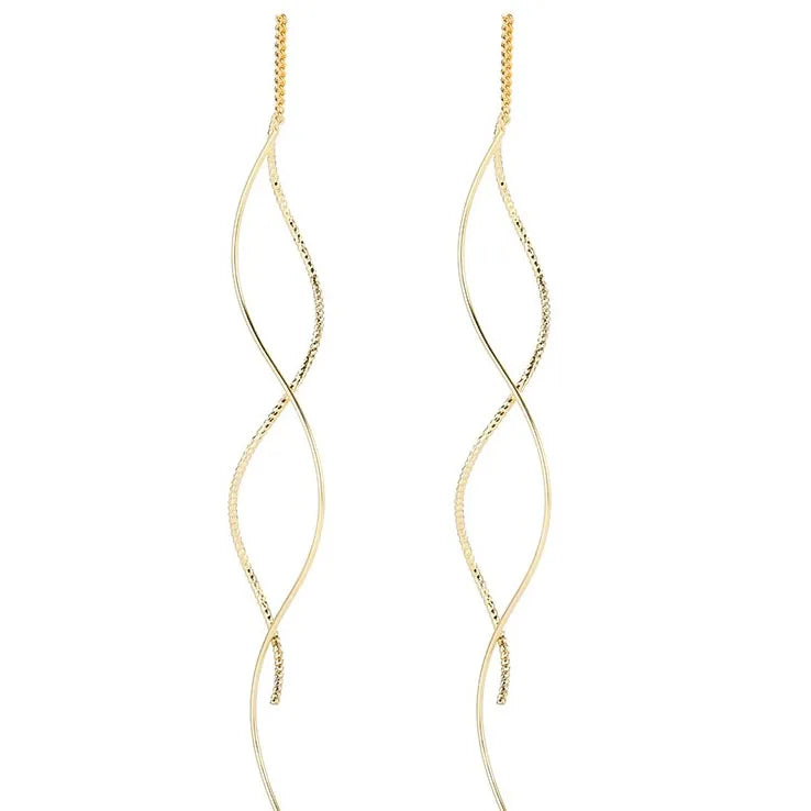 Sterling Silver Earrings for Women – Trendy Gold Long Line Earrings, Party Accessories