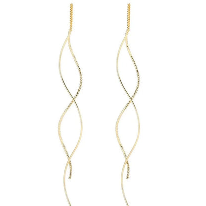 Sterling Silver Earrings for Women – Trendy Gold Long Line Earrings, Party Accessories