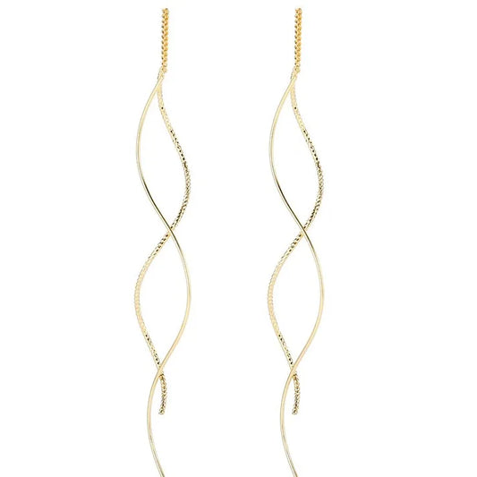 Sterling Silver Earrings for Women – Trendy Gold Long Line Earrings, Party Accessories