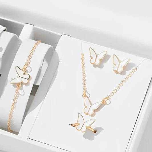 5 Piece Insect Butterfly Jewelry Set – Necklace, Bracelet, Earrings and Ring