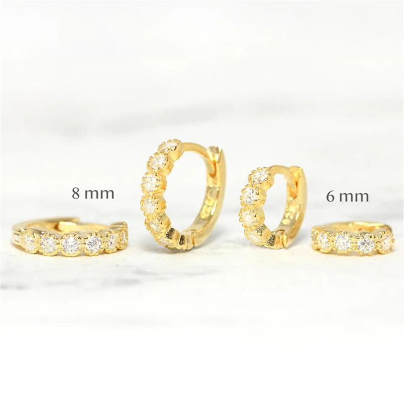 Dubbele Cirkel Zilveren Oorbellen voor Vrouwen – Hoepel Oorbellen met Zirconia – Fijne Sieraden Accessoires – 18K Gouden Moeder Cadeau