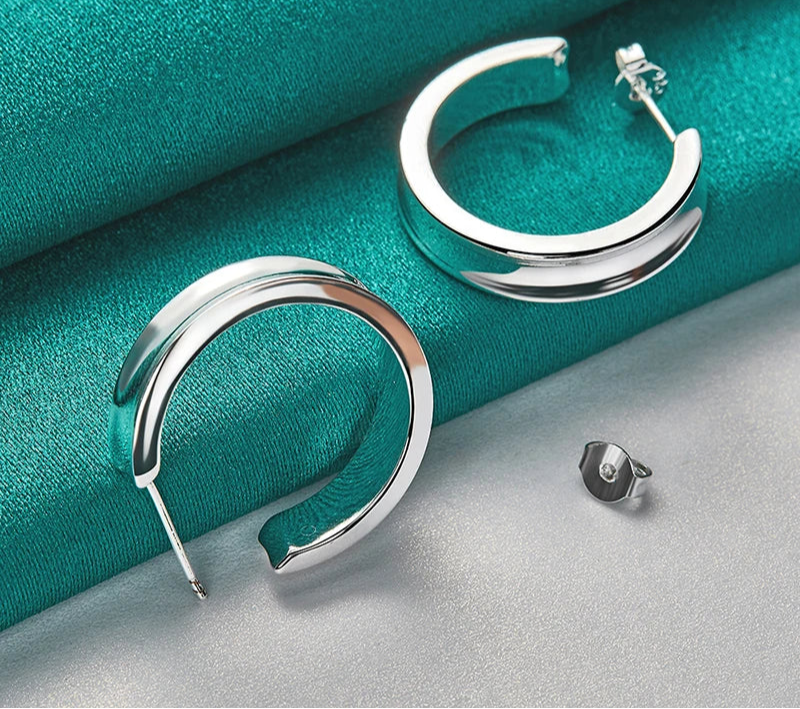 Silver Classic 23mm Smooth Hoop Earring for Women - Gift for Christmas, Party, Wedding - Top Selling Fashion Jewelry Product Description: