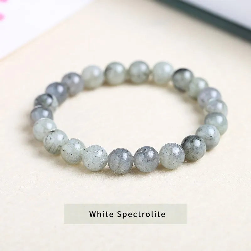 Natural Spectrolite Bead Bracelet – Elastic &amp; Timeless