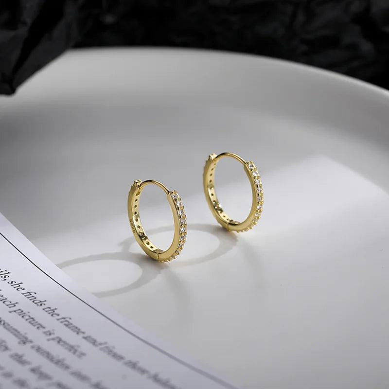 Real Silver Minimalist Bohemian Round Hook Earrings for Women – Punk Unisex Rock Hoop Earrings 